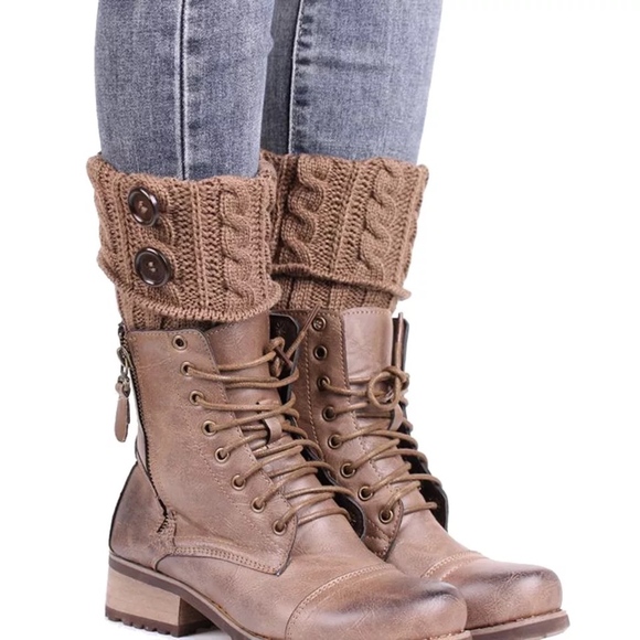 Buttons Boot Cuff Socks Knitted Leg Warmers - Picture 2 of 8